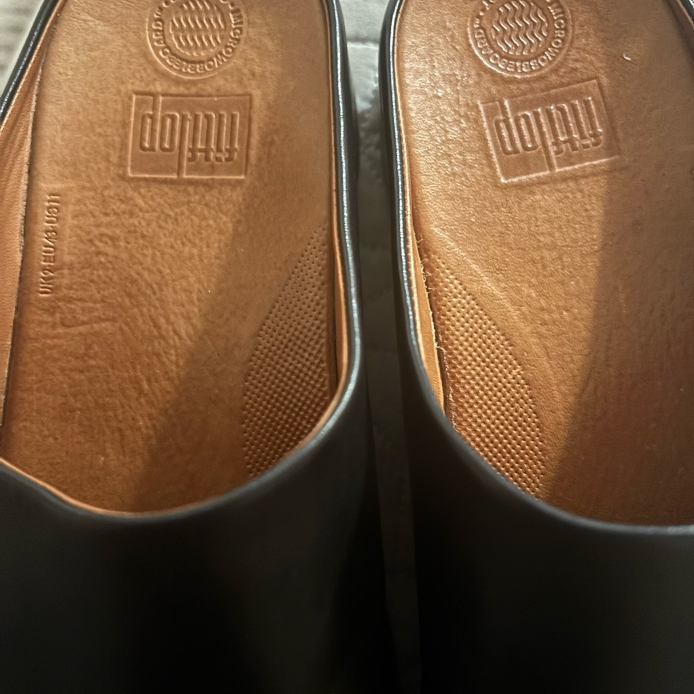 FitFlop Black Leather Mules - Picture 2 of 4